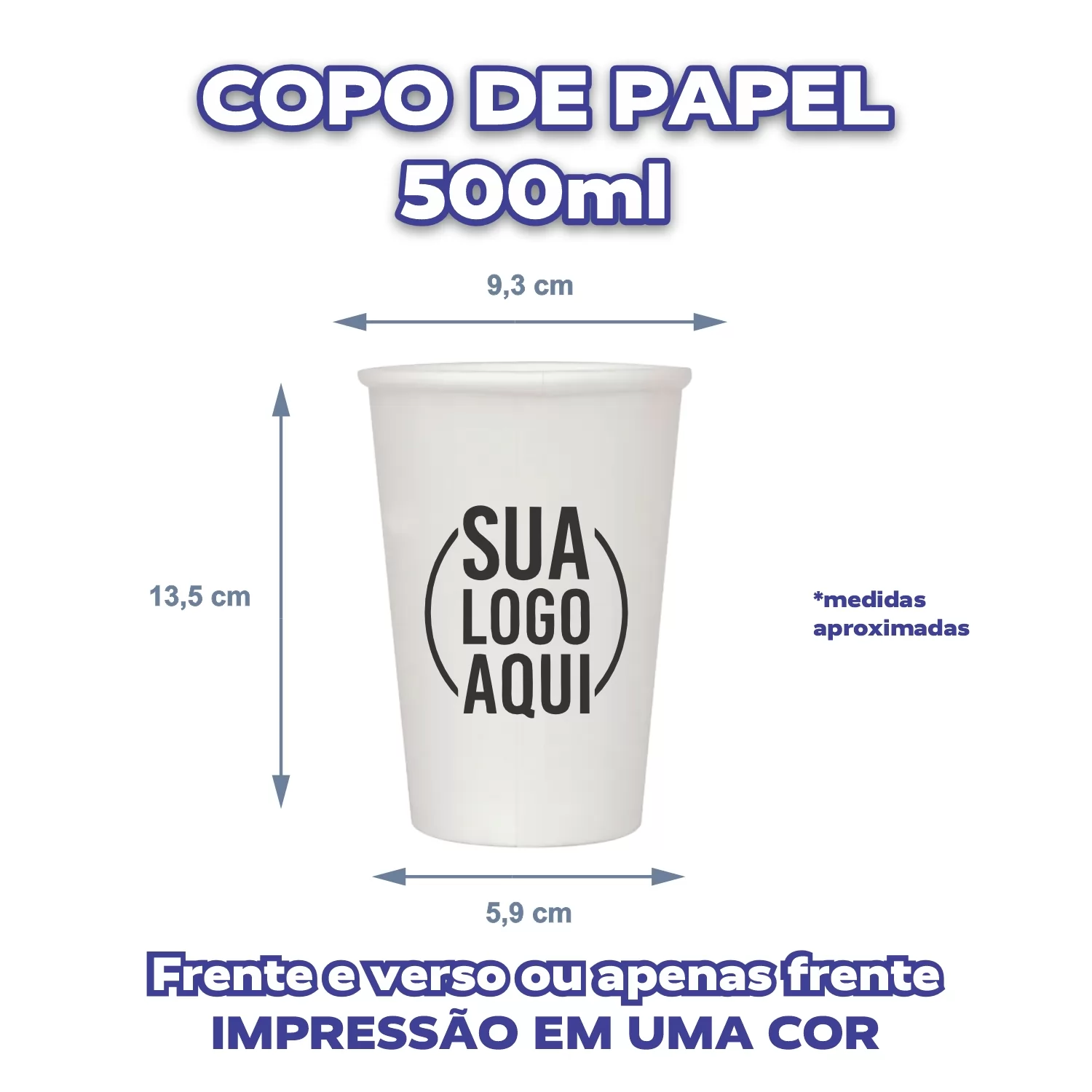 Copo de Papel 500ml - Branco (Nacional)