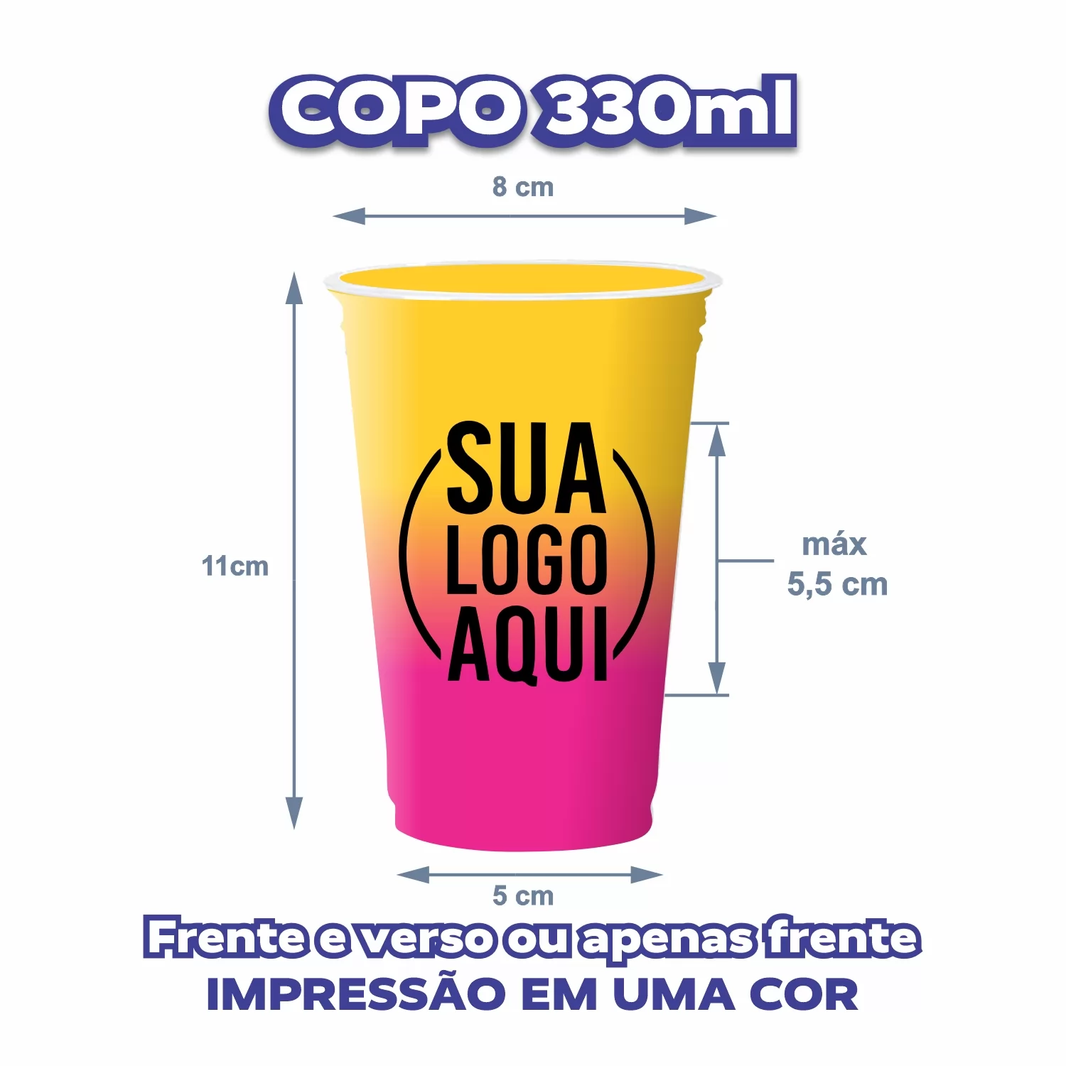 Copo Descartável 330ml - Degradê (bicolor)