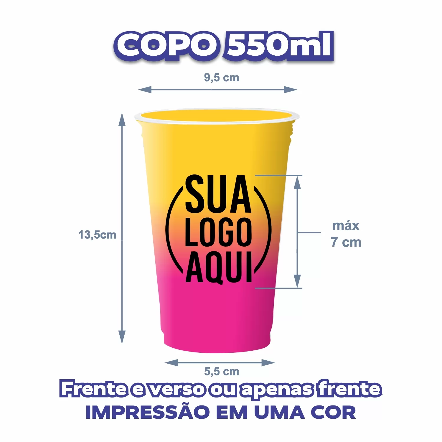 Copo Descartável 550ml - Degradê (bicolor)